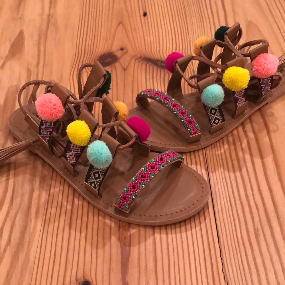 OVS LACE UP BEADED SANDALS